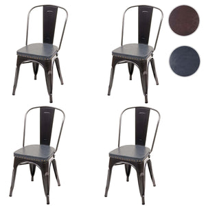 4er-Set Esszimmerstühle Chesterfield Kunstleder Industrial schwarz-grau