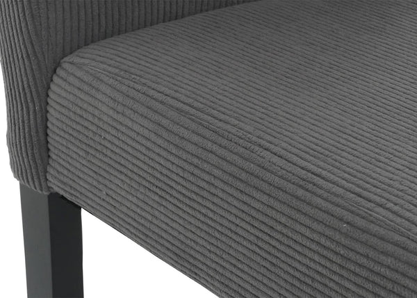 4er-Set Esszimmerstühle Cord Stoff Hochlehner Holzbeine dunkelgrau