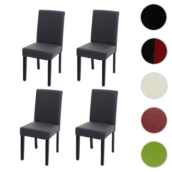 4er-Set Esszimmerstühle Kunstleder matt mit dunklen Beinen grau