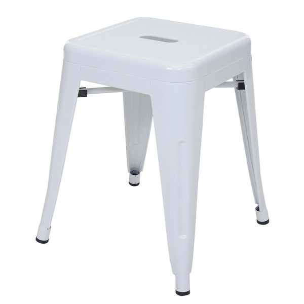 4er-Set stapelbare Metallhocker Industriedesign weiss