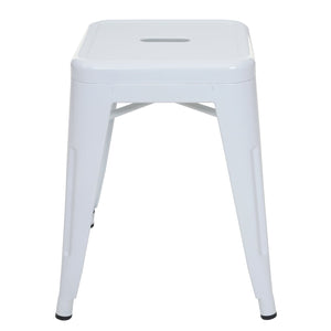 4er-Set stapelbare Metallhocker Industriedesign weiss