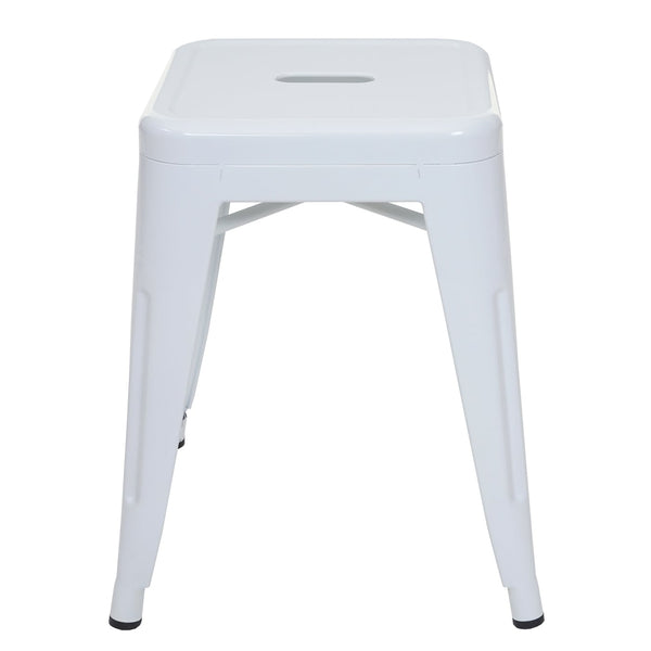 4er-Set stapelbare Metallhocker Industriedesign weiss