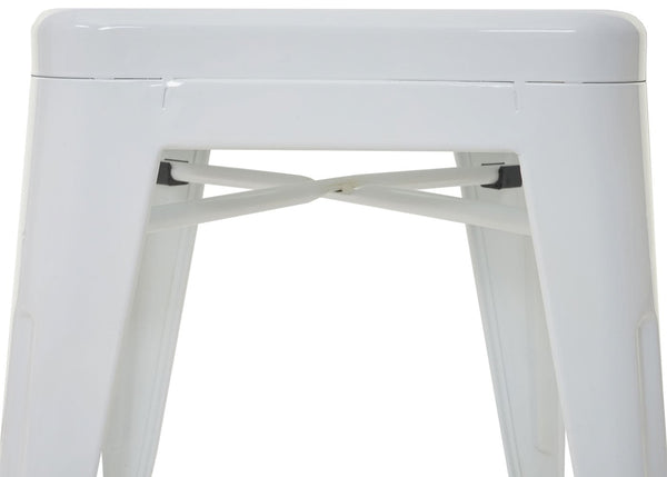 4er-Set stapelbare Metallhocker Industriedesign weiss