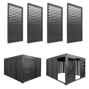 4er-Set Aluminium Schiebetür für Pergola Stanley 206x369cm