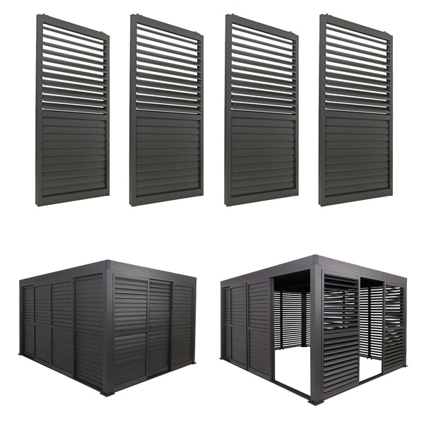 4er-Set Aluminium Schiebetür für Pergola Stanley 206x369cm