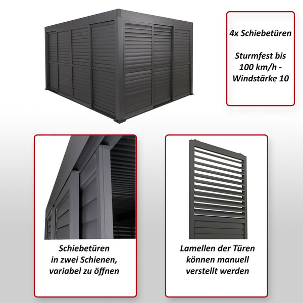 4er-Set Aluminium Schiebetür für Pergola Stanley 206x369cm