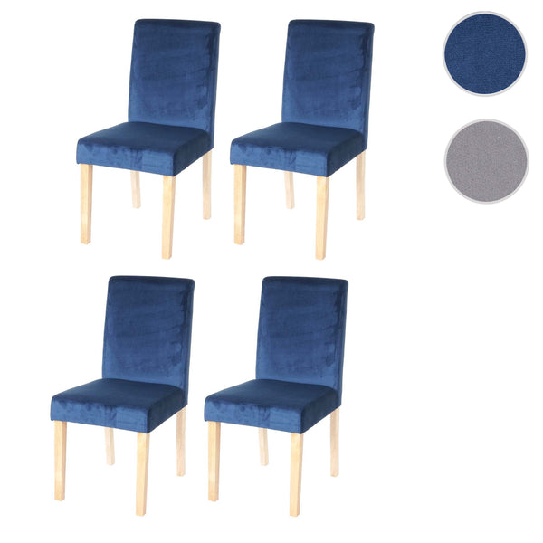 4er-Set Esszimmerstühle Samt mit hellen Beinen petrol-blau
