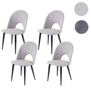4er-Set Esszimmerstühle aus Stoff für Küche und Esszimmer grau