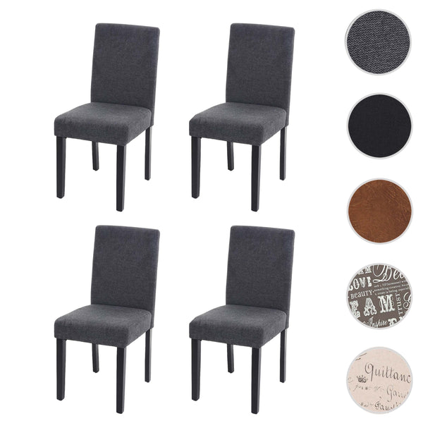 4er-Set Esszimmerstühle Textil mit dunklen Beinen anthrazitgrau