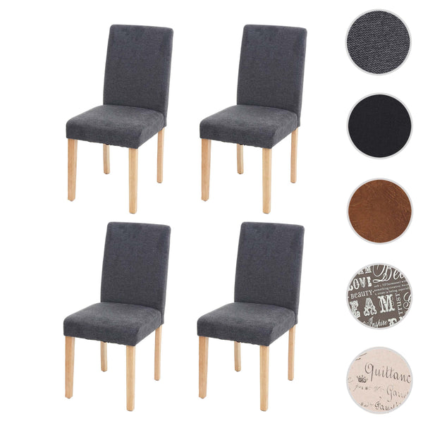 4er-Set Esszimmerstühle Textil mit hellen Beinen anthrazitgrau