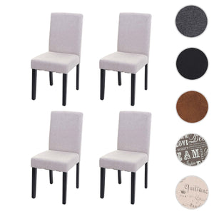 4er-Set Esszimmerstühle Textil mit dunklen Beinen creme-beige