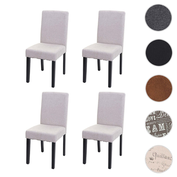 4er-Set Esszimmerstühle Textil mit dunklen Beinen creme-beige