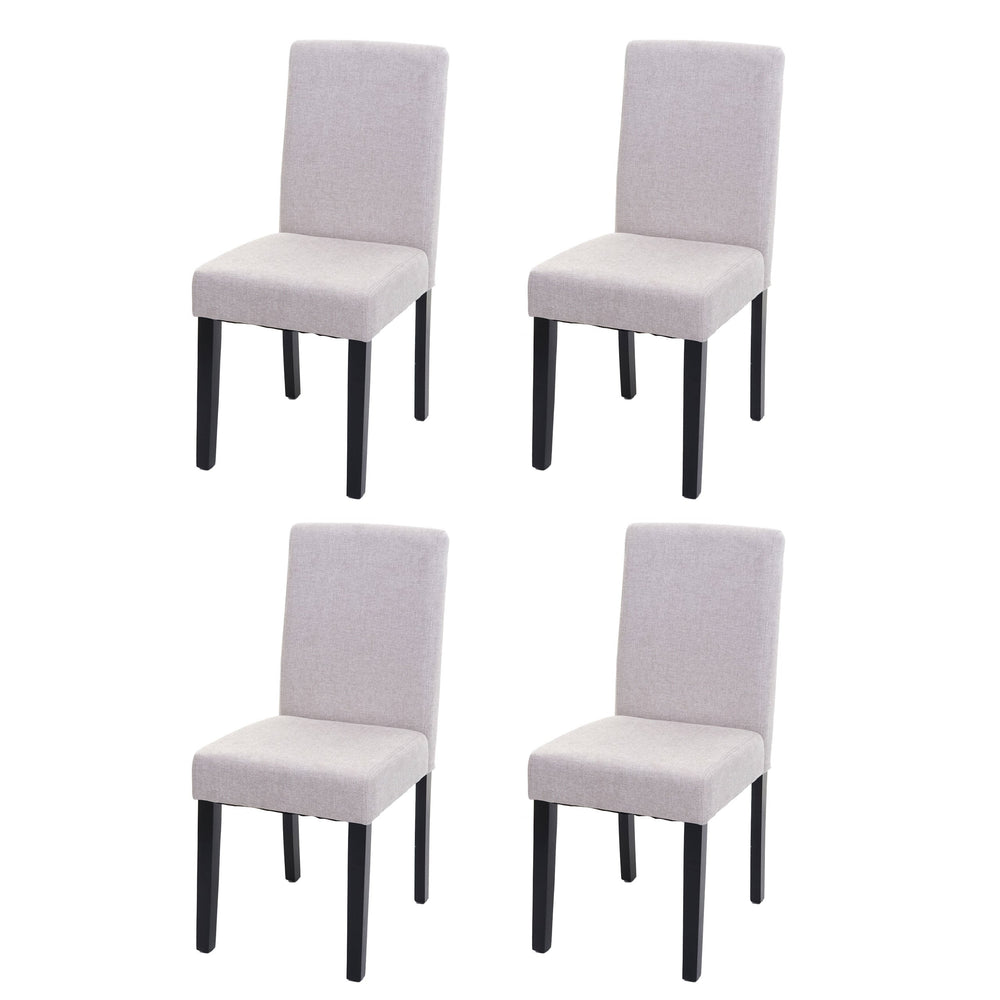 4er-Set Esszimmerstühle Textil mit dunklen Beinen creme-beige
