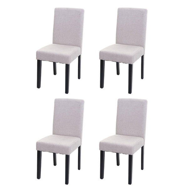 4er-Set Esszimmerstühle Textil mit dunklen Beinen creme-beige