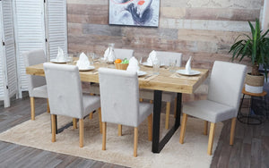 4er-Set Esszimmerstühle Textil mit hellen Beinen creme-beige