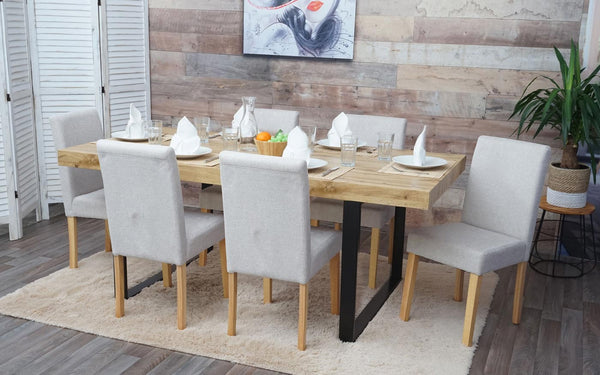 4er-Set Esszimmerstühle Textil mit hellen Beinen creme-beige