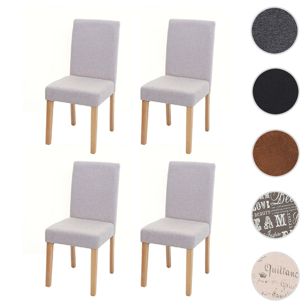 4er-Set Esszimmerstühle Textil mit hellen Beinen creme-beige