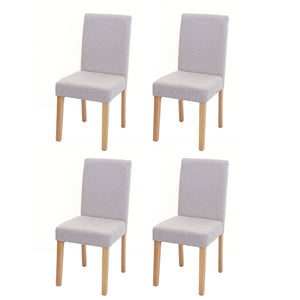 4er-Set Esszimmerstühle Textil mit hellen Beinen creme-beige