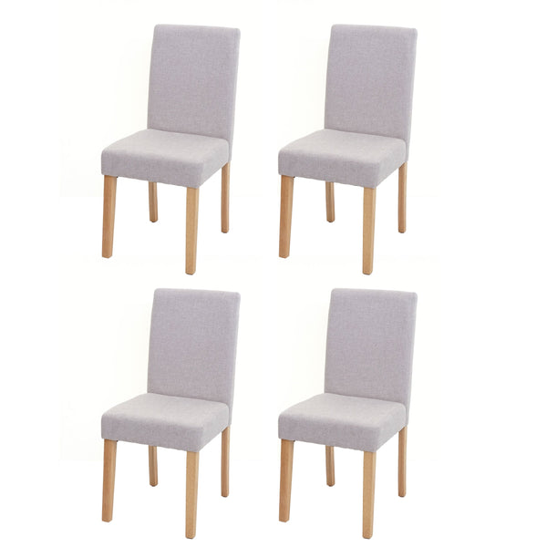 4er-Set Esszimmerstühle Textil mit hellen Beinen creme-beige