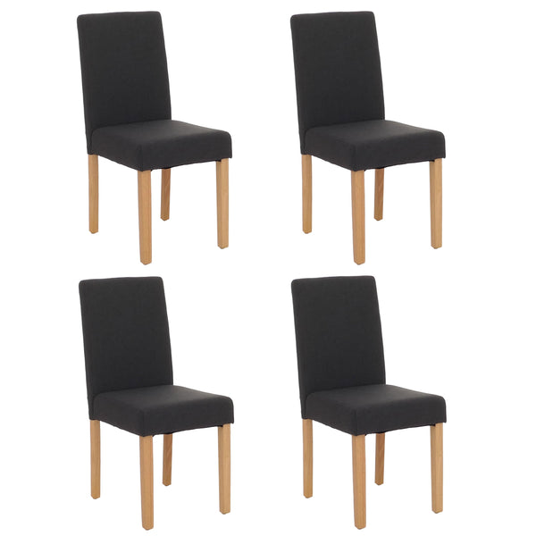 4er-Set Esszimmerstühle Textil mit hellen Beinen schwarz