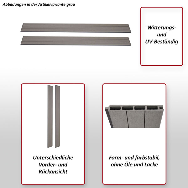 4er Set WPC Sichtschutz Latten Windschutz Bretter 1qm grau Savon