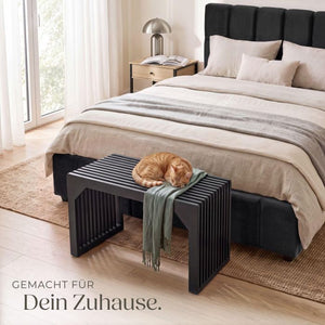 Sitzbank Ribb Lamellenoptik schwarz 73 x 35 x 43 cm