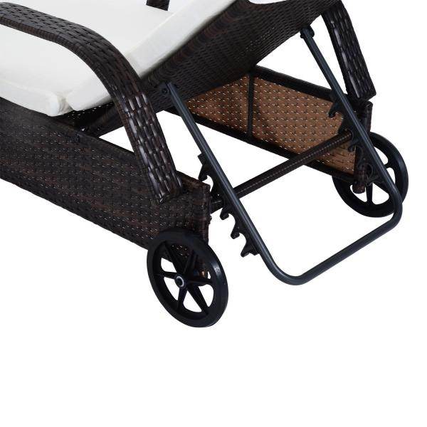 Sonnenliege Tisch 3er Set Gartenmöbel Polyrattan Braun