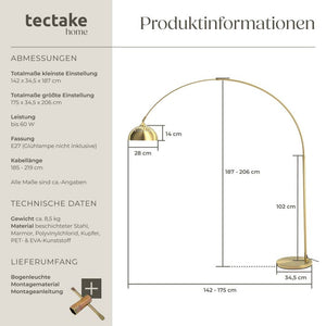 Bogenleuchte Arcus gold