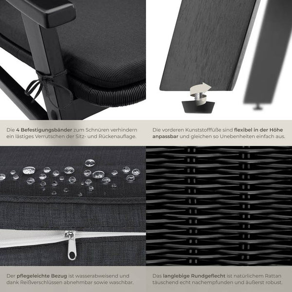 Rattan Stuhl Treviso schwarz