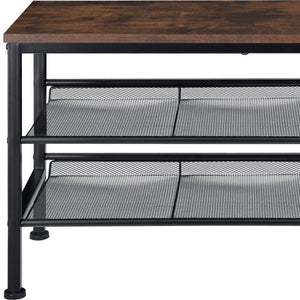 Derry Industrial shoe rack, dark wood, rustic 