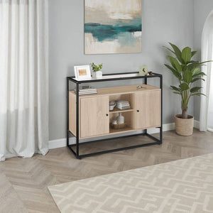 Sideboard Oldham 100x38x80,5cm Industrial Holz hell, Eiche Sonoma