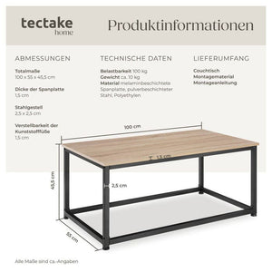 Couchtisch Lynch Industrial Holz hell, Eiche Sonoma