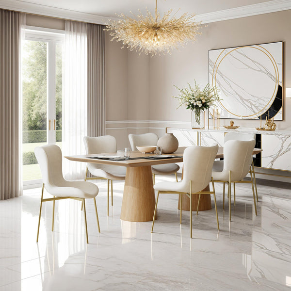Polsterstuhl Tessa Samt beige/gold 6er Set