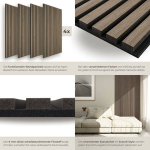 Sonic Wall Holzoptik in Eiche dunkel 4er Set Eiche dunkel 4er Set