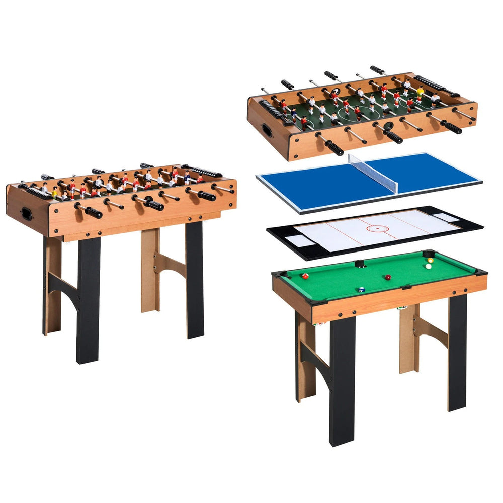 Table de jeux 4 en 1 : baby-foot, ping-pong, hockey sur table, billard