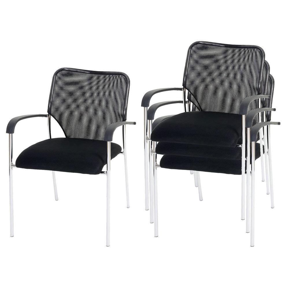4x Besucherstuhl Tulsa stapelbar, Stoff/Textil