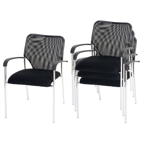 4x Besucherstuhl Tulsa stapelbar, Stoff/Textil