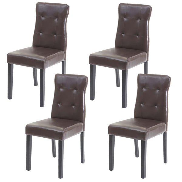 4x Esszimmerstuhl ~ Kunstleder braun, dunkle Beine