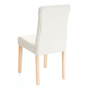 4x Esszimmerstuhl ~ Kunstleder creme helle Beine