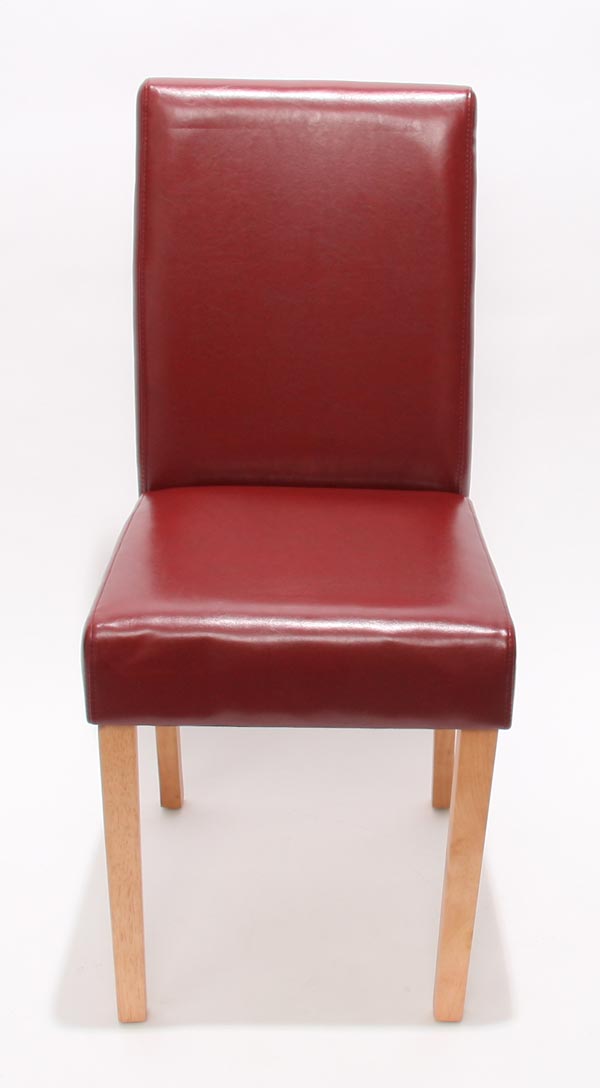 4x Esszimmerstuhl Littau ~ Kunstleder rot helle Beine