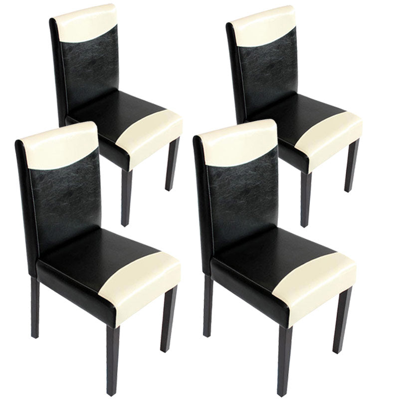 4x Esszimmerstuhl Littau ~ Kunstleder schwarz-creme dunkle Beine