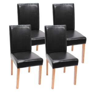 4x Esszimmerstuhl Littau Kunstleder, schwarz helle Beine