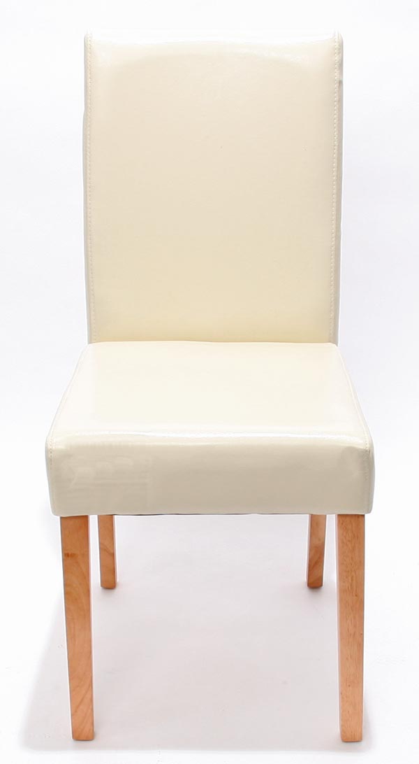 4x Esszimmerstuhl Littau ~ Leder creme helle Beine