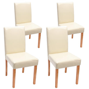 4x Esszimmerstuhl Littau ~ Leder creme helle Beine