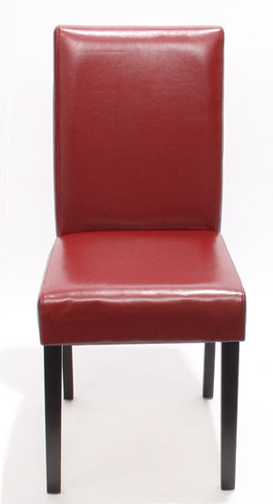 4x Esszimmerstuhl Littau Leder rot dunkle Beine