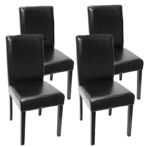 4x Esszimmerstuhl Littau ~ Leder schwarz dunkle Beine