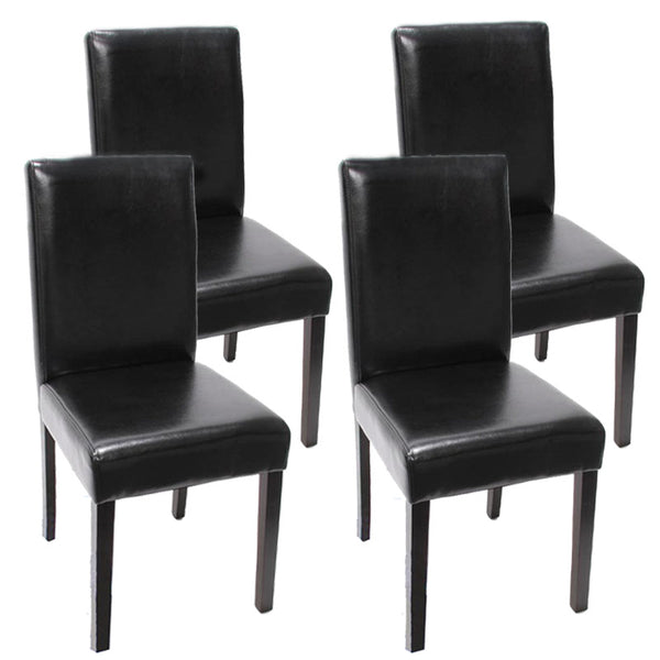 4x Esszimmerstuhl Littau ~ Leder schwarz dunkle Beine