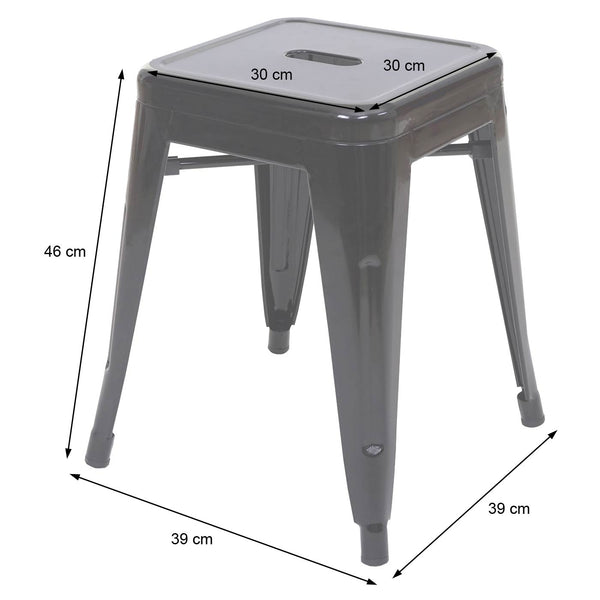 4x Hocker Sitzhocker Metall Industriedesign stapelbar grau