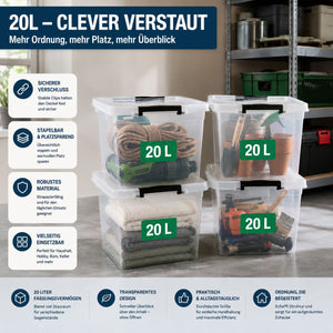 4x Aufbewahrungsbox 20 L mit Deckel