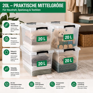 4x Aufbewahrungsbox 20 L mit Deckel